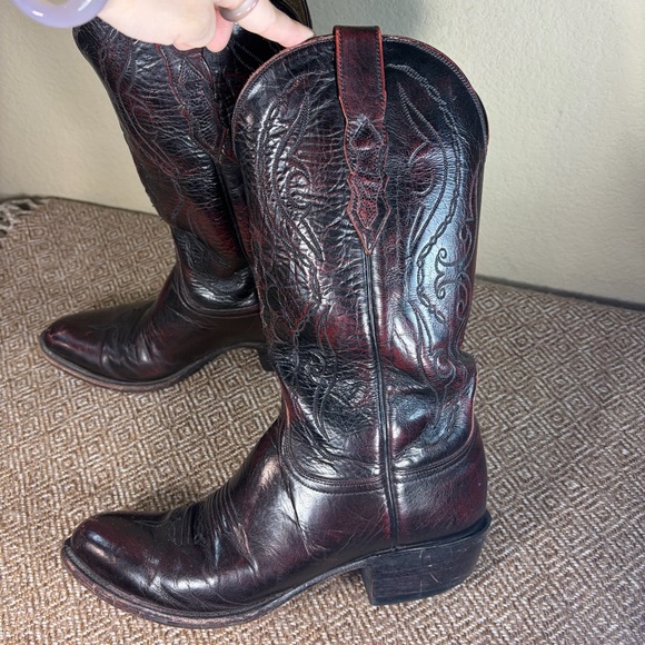 Lucchese 2000 Vintage Black Cherry Western Cowboy Boots Mens Sz 10D Western main image 13
